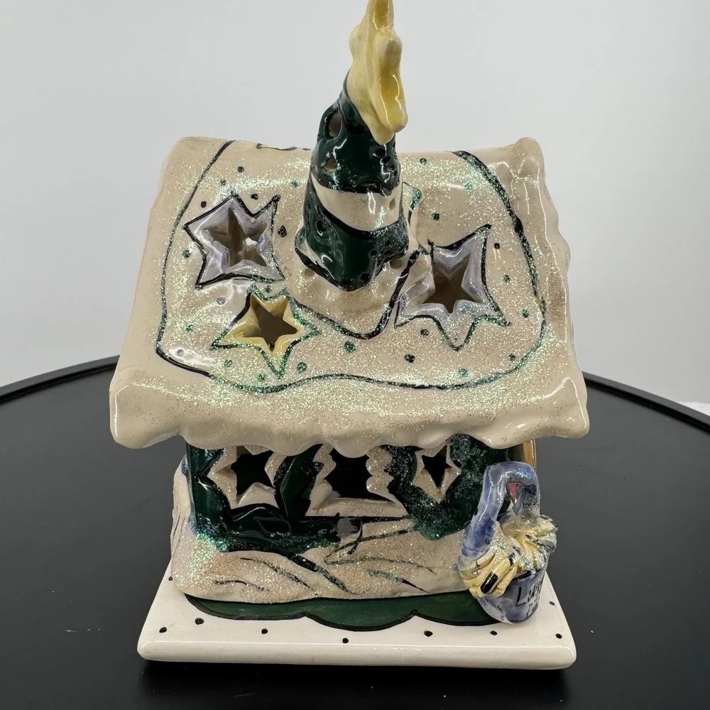Heather Goldminc Blue Sky Clayworks Rudolph's Place Tealight House‎ w/Underplate